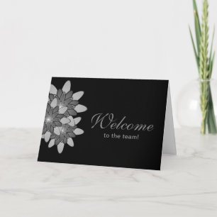 Black with Gray Floral Lotus Welcome Card