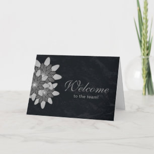 Black with Gray Floral Lotus Welcome Card
