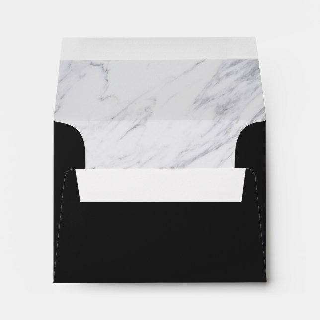 Black with Gray Marble Liner RSVP Envelope (Back (Bottom))