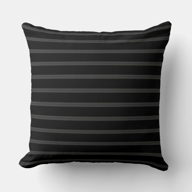 black with gray stripes throw pillow (Front)