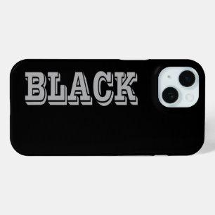 Black With Gray Text On Black Solid Color iPhone 15 Case