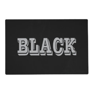 Black With Gray Text On Black Solid Color Placemat