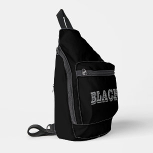 Black With Gray Text On Black Solid Color Sling Bag