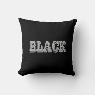 Black With Gray Text On Black Solid Color Throw Pillow