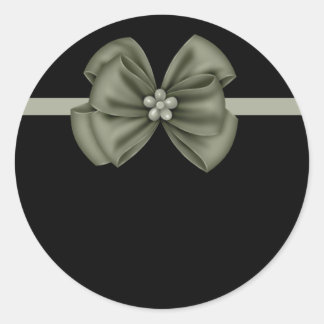Black with Green Bow Stickers