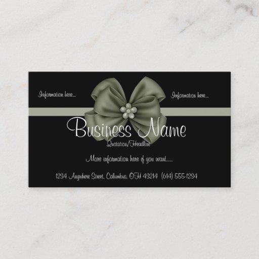 Customizable Black with Green Ribbon/Bow Business Card