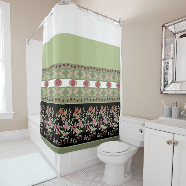 Black With Green Shower Curtain (In Situ)