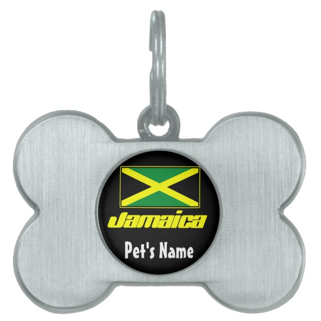 Black with Jamaica Flag Pet Name Tag (Front)