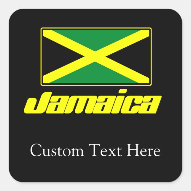 Black with Jamaica Flag Square Sticker (Front)
