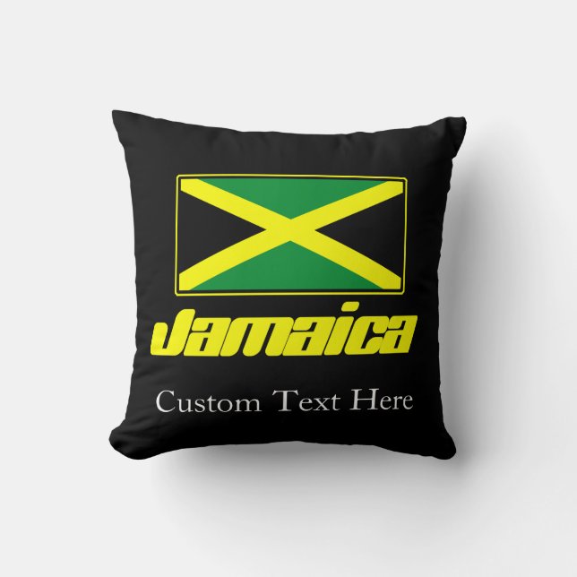 Black with Jamaica Flag Throw Pillow (Front)