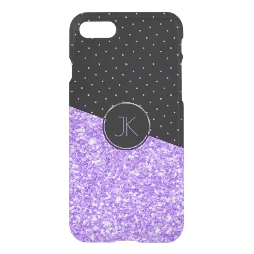 Black With Lavender Glitter  Dots Modern Design iPhone SE87 Case