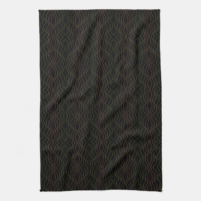 Black with modern design patterned kitchen towel (Vertical)
