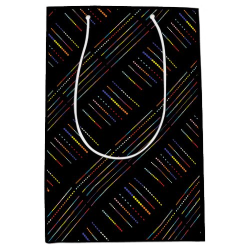 Black with multi colored patterns medium gift bag