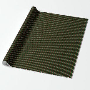 Black with Neon Green & Orange Stripes Wrapping Paper