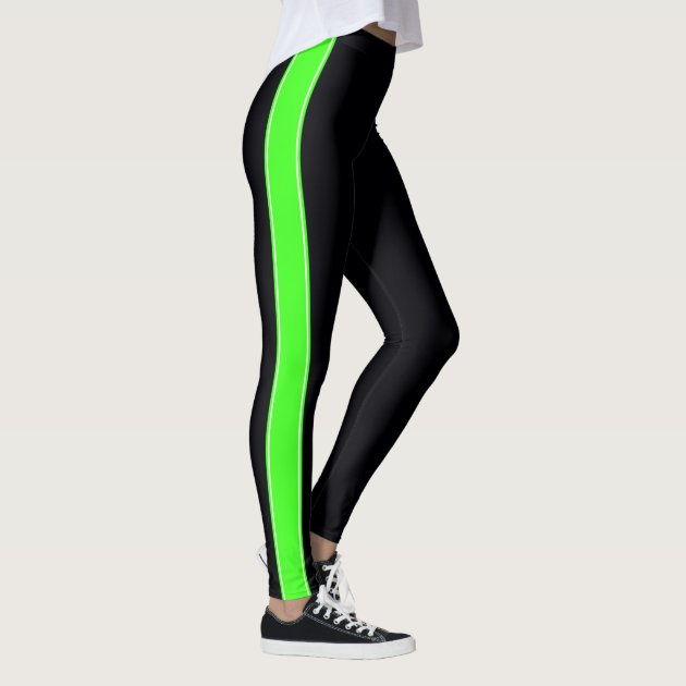 Black and 2025 green striped leggings