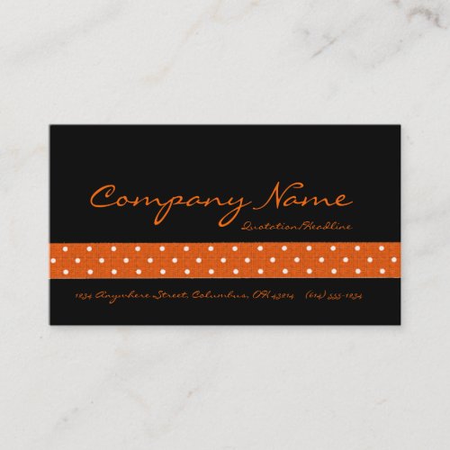 Black with Orange Dotted Ribbon Business Cards