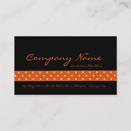 Customizable Black with Orange Dotted Ribbon Business Cards