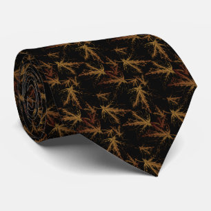 black with orange leaves off neck tie