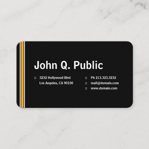 Black with Orange Stripe Business Card