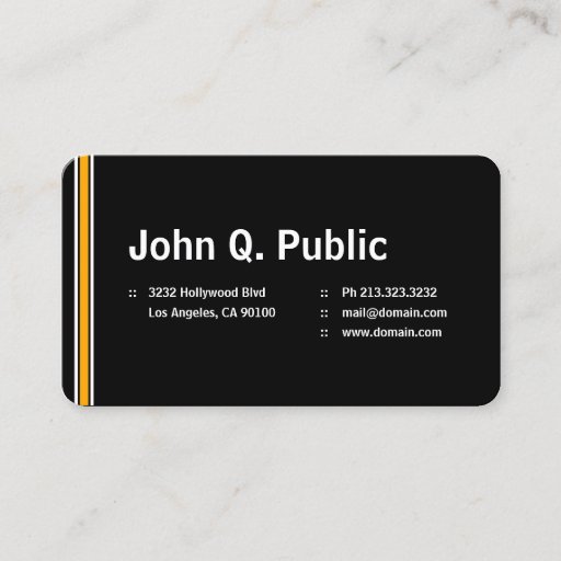 Customizable Black with Orange Stripe Business Card