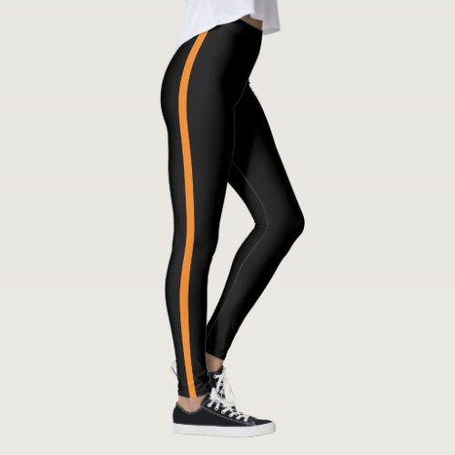 Black with orange stripe leggings