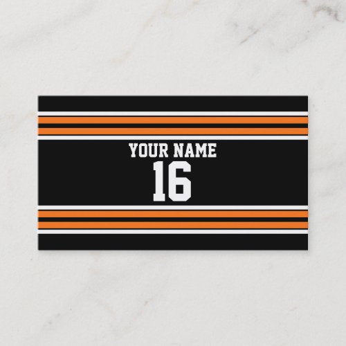 Black with Orange White Stripes Team Jersey Business Card