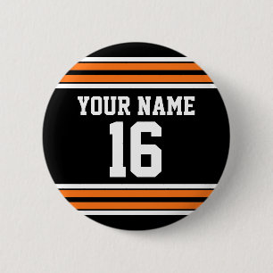 Black with Orange White Stripes Team Jersey Button