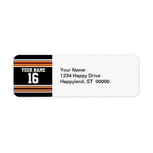 Black with Orange White Stripes Team Jersey Label