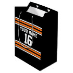 Black with Orange White Stripes Team Jersey Medium Gift Bag