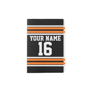 Black with Orange White Stripes Team Jersey Passport Holder