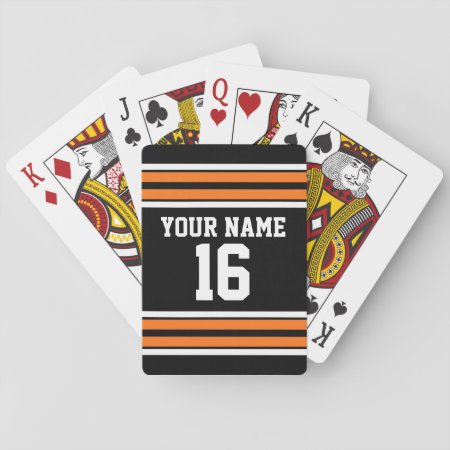 Black With Orange White Stripes Team Jersey Playing Cards
