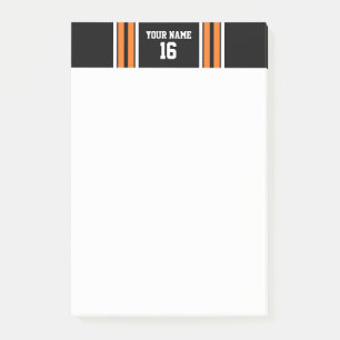 Black with Orange White Stripes Team Jersey Post-it Notes