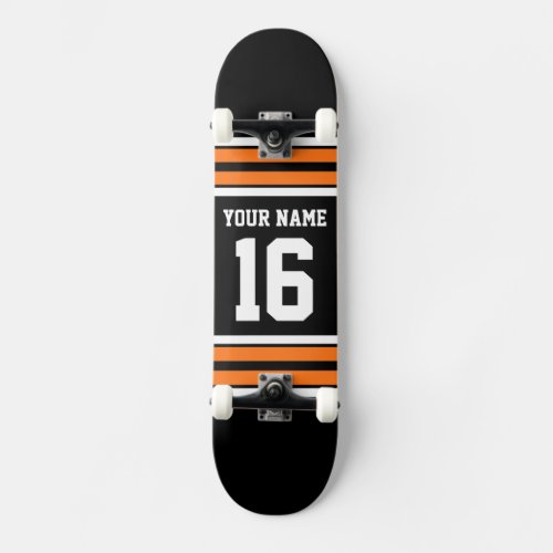 Black with Orange White Stripes Team Jersey Skateboard