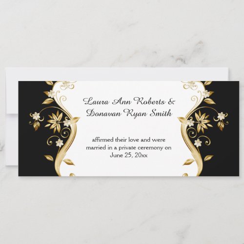 Black with Ornate Gold Flowers Swirls Reception Invitation