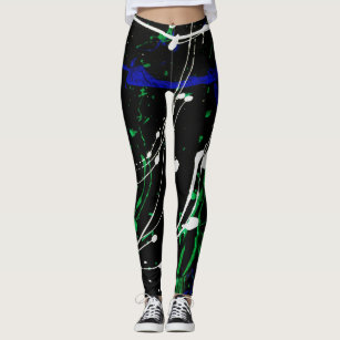 Splatter Black Long Leggings Splatter Paint Leggings Messy