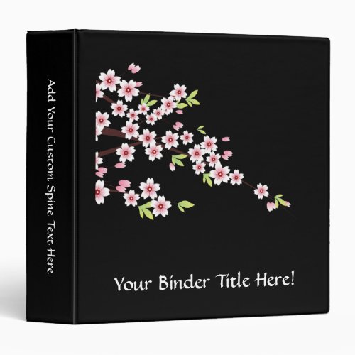 Black with Pink and Green Cherry Blossom Sakura Binder