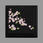 Black with Pink and Green Cherry Blossom Sakura Gift Box