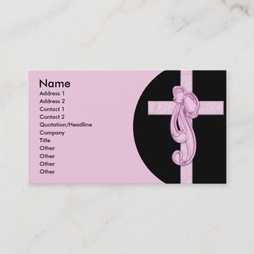 Black with Pink Cross &amp; Bow Business Cards