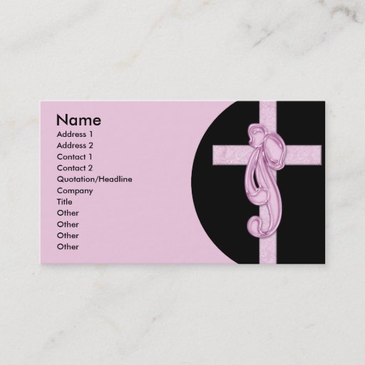 Customizable Black with Pink Cross & Bow Business Cards