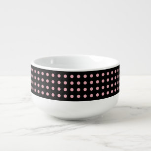 black with pink dots soup mug