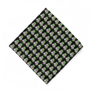 black with Pink flowers and leafs floral All-Over- Bandana