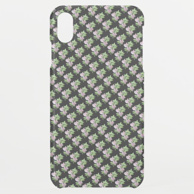 black with Pink flowers and leafs floral  iPhone C Uncommon iPhone Case (Back)