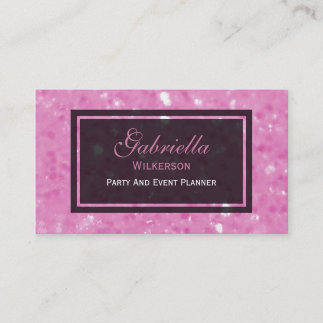 Black With Pink Glitz Business Cards (Front)