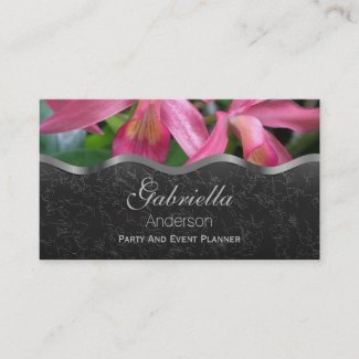 Black With Pink Lily Business Cards