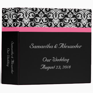 Black with Pink Passion Damask Binder