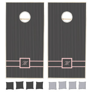 Black with Pink Pinstripes Cornhole Set