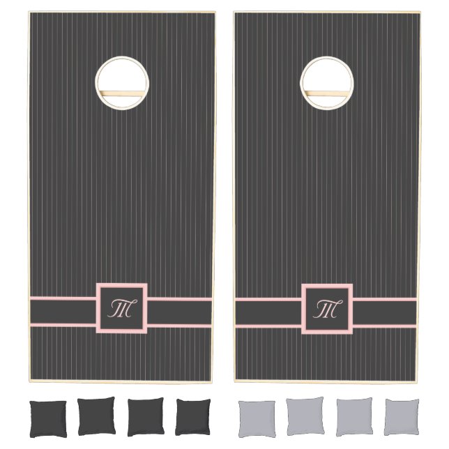 Black with Pink Pinstripes Cornhole Set (Set)