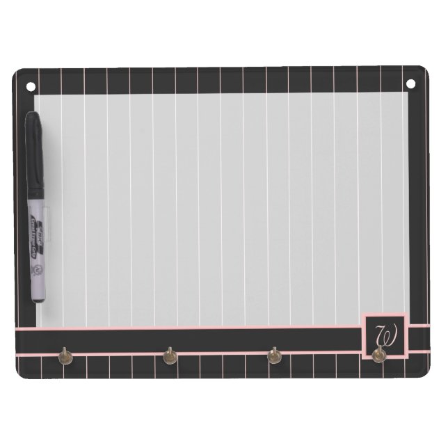 Black with Pink Pinstripes Dry Erase Board (Front)