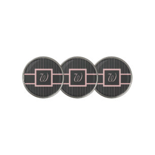 Black with Pink Pinstripes Golf Ball Marker
