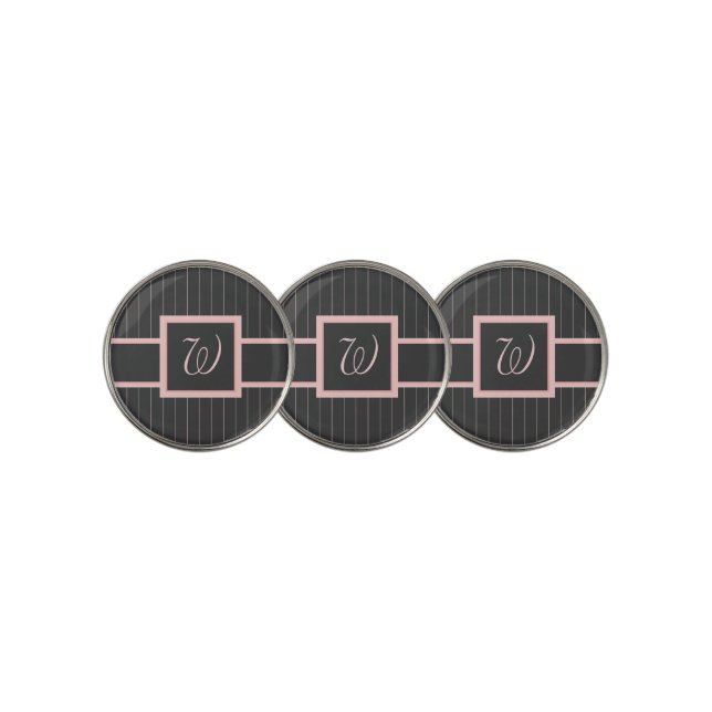 Black with Pink Pinstripes Golf Ball Marker (3 Up)